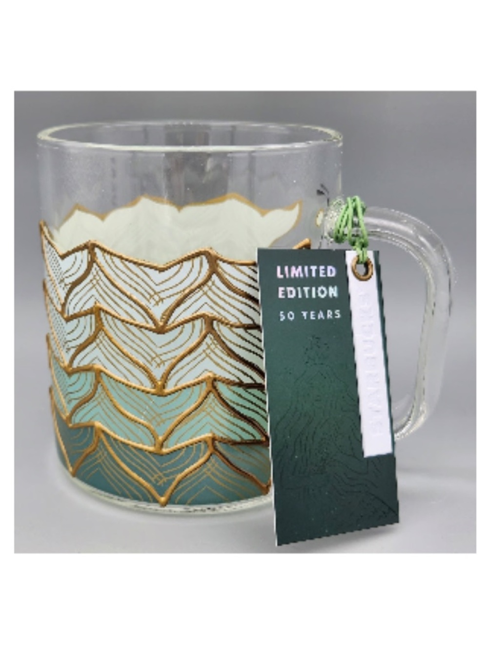Starbucks 50th Anniversary 2021 Limited Edition Siren Tail Glass Mug NWT